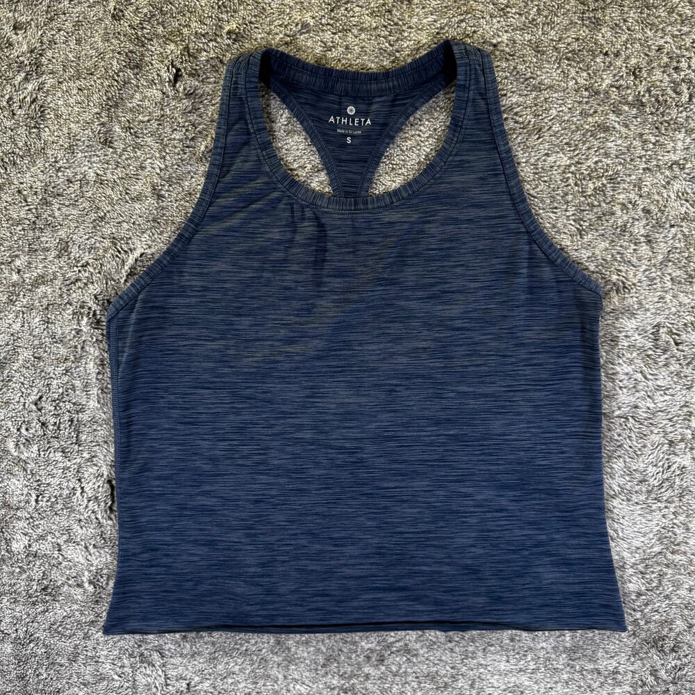 Athleta Shadow Striped Cropped Tank Women's Small Blue